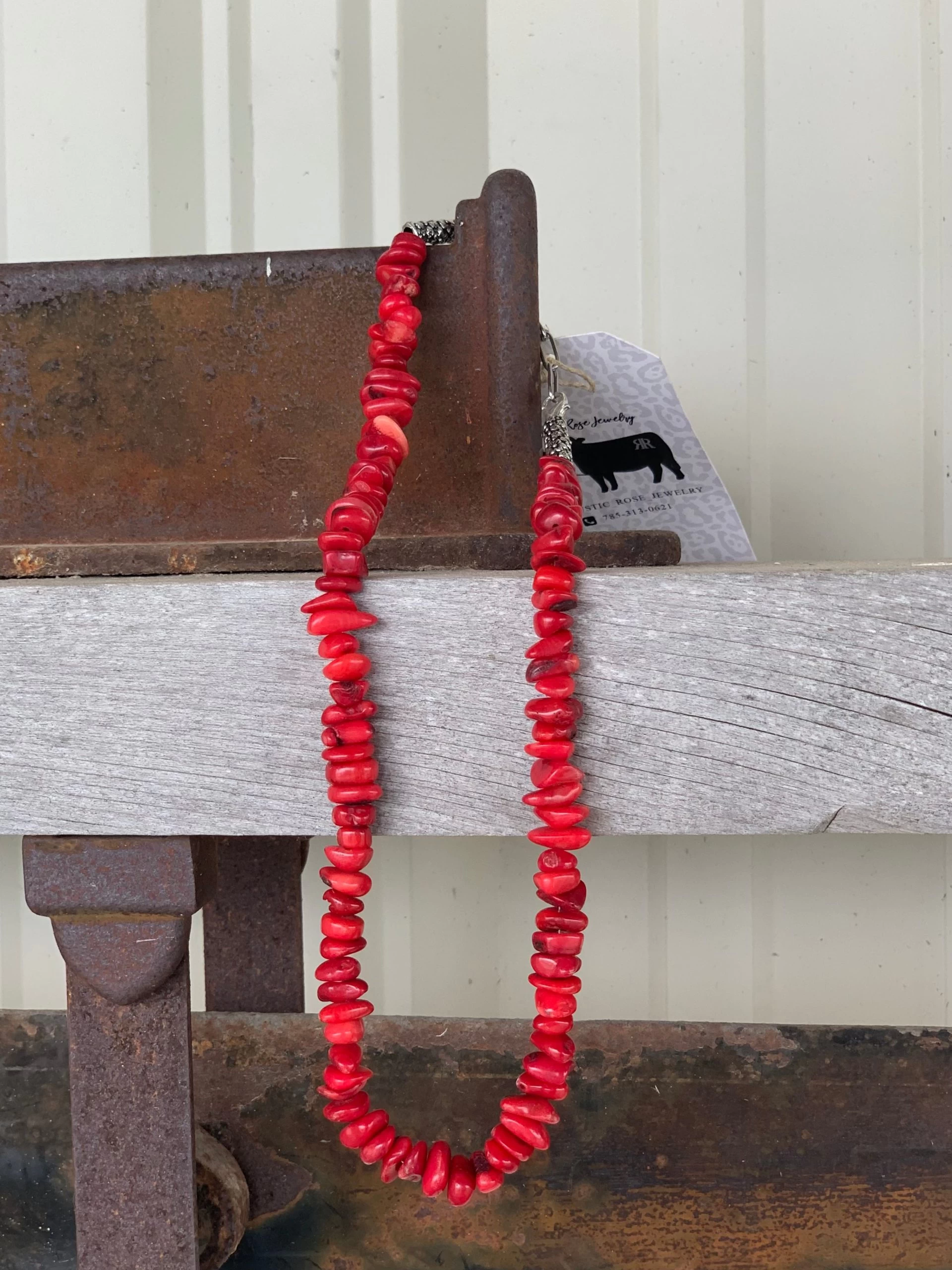 Rustic Rose Jewelry | 18โ Red Coral Beaded Necklace