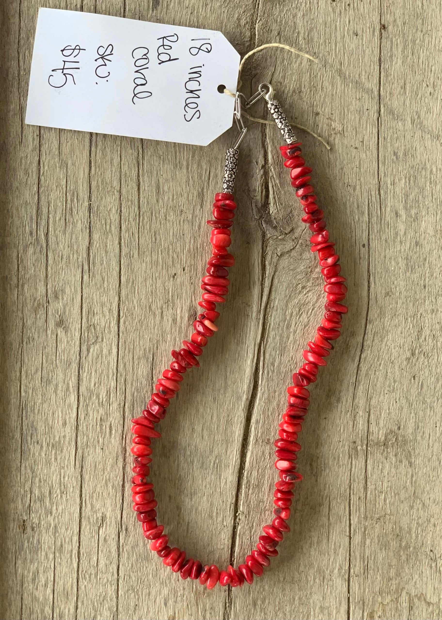 Rustic Rose Jewelry | 18โ Red Coral Beaded Necklace - Image 2