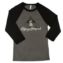 Calgary Stampede Teepee Logo Black & Grey Baseball Tee