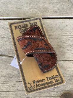 Ranger Belt Co. | Chestnut Leather Rough Out Floral Tooled 4" Knife Sheath