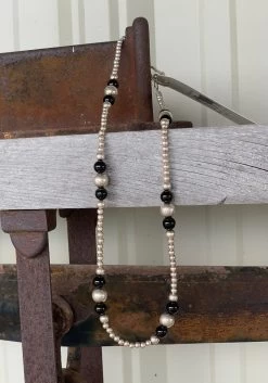 Rustic Rose Jewelry | #191 Black Onyx & Sterling Silver Beaded Necklace