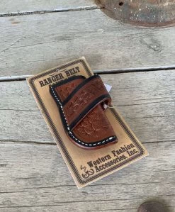 Ranger Belt Co. | Dk Brown/Black Edge Tooled 3.5" Knife Sheath