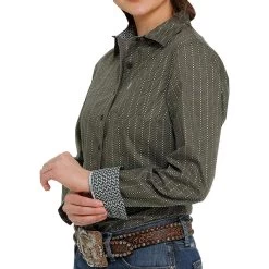 Cinch Women's Dot Stripe Print Button-Down Shirt
