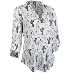 Cowgirl Hardware Women's Diamond Cactus Print Blouse