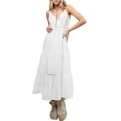 Easel Women's Sleeveless Tiered Maxi Dress