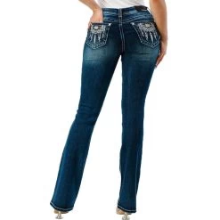 Grace In LA Women's Dreamcatcher Pocket Bootcut Jeans