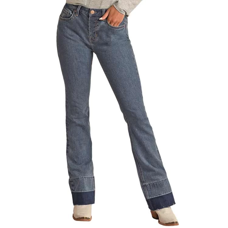 Hooey Women's High Rise Stretch Baby Flare Jeans - Image 3