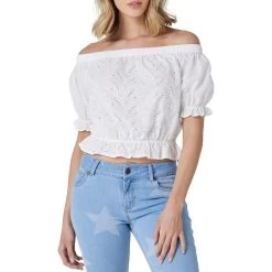 Wrangler Women's Americana Crop Peasant Blouse