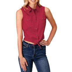 Roper Women's Solid Sleeveless Snap Shirt