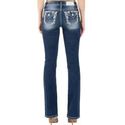 Miss Me Women's Feather Border Bootcut Jeans