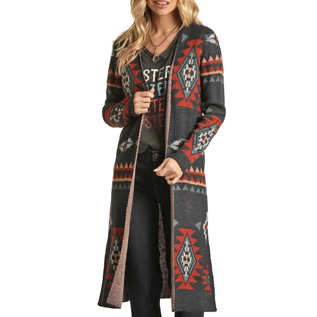Rock & Roll Cowgirl Women's Aztec Knit Duster Cardigan