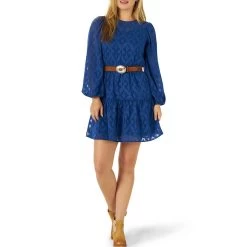 Wrangler Women's Retro Vintage Tiered Long Sleeve Dress