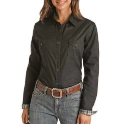 Rough Stock Women's Tone On Tone Diamond Snap Shirt
