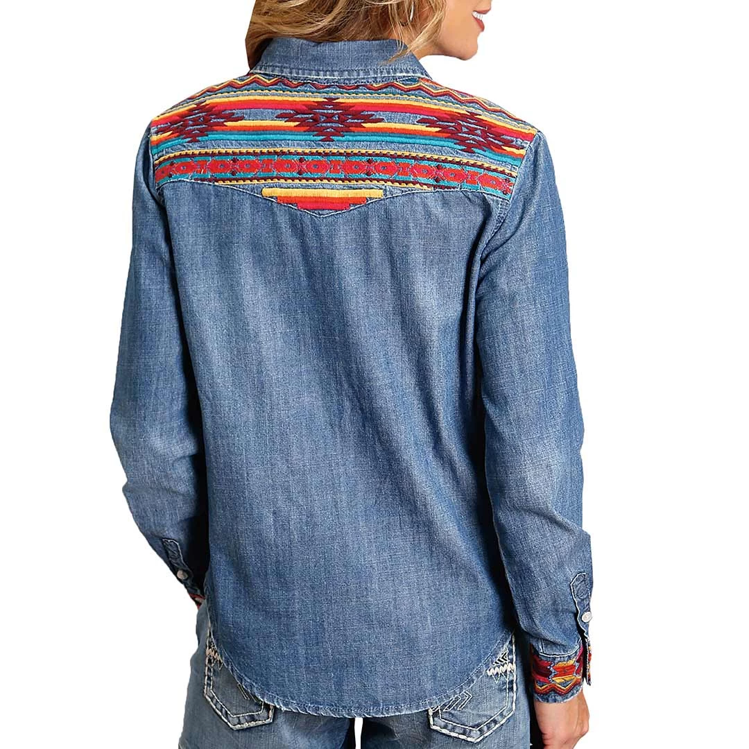 Stetson Women's Embroidered Yoke Button-Down Denim Shirt - Image 2