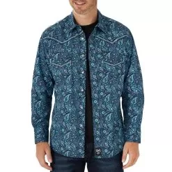 Wrangler Men's Rock 47 Paisley Print Snap Shirt