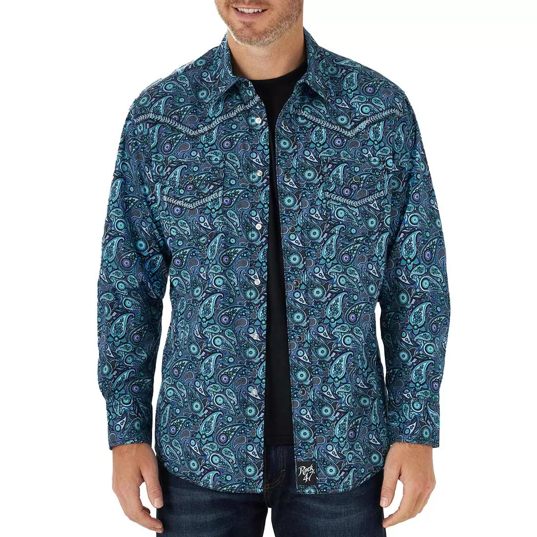 Wrangler Men's Rock 47 Paisley Print Snap Shirt