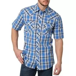 Wrangler Men's 20X Advanced Comfort Competition Short Sleeve Plaid Snap Shirt