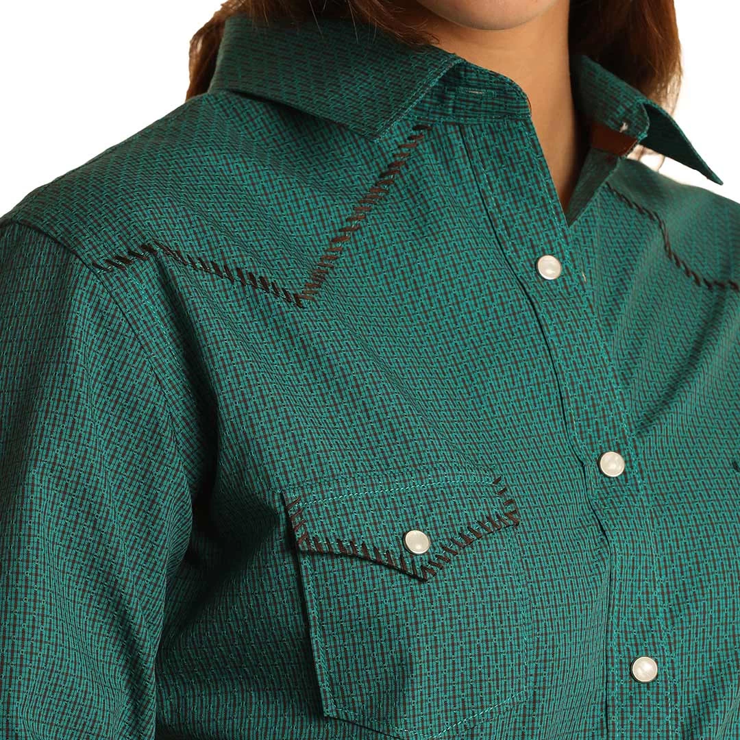 Rough Stock Women's Micro Dobby Print Snap Shirt - Image 2