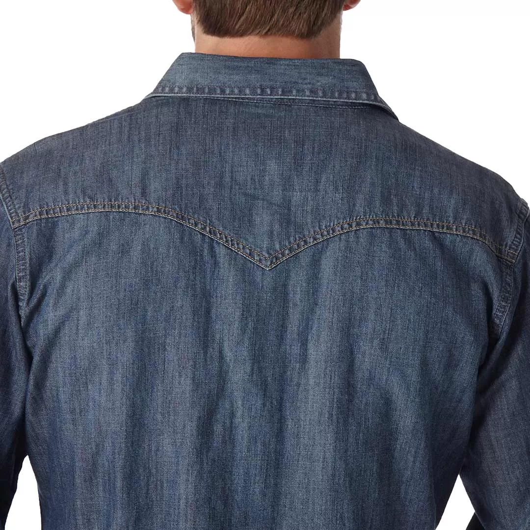 Wrangler Men's Retro Dark Wash Snap Denim Shirt - Image 4