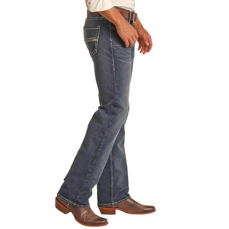Rock & Roll Denim Men's Regular Tapered Stretch Stackable Bootcut Jeans - Image 2