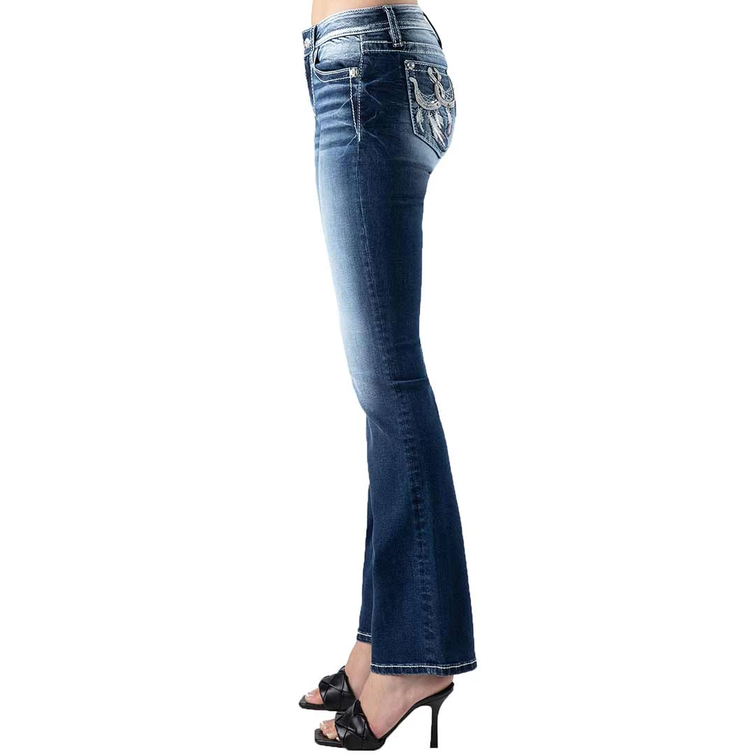 Miss Me Women's Horseshoe Feather Bootcut Jeans - Image 2