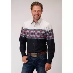 Roper Men's Aztec Border Print Snap Shirt