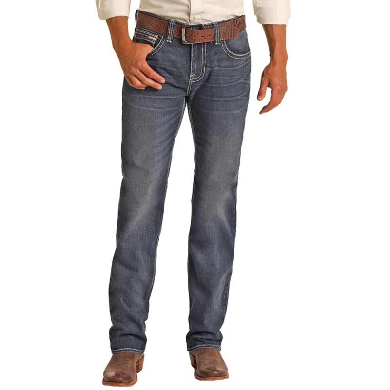 Rock & Roll Denim Men's Regular Tapered Stretch Stackable Bootcut Jeans - Image 3