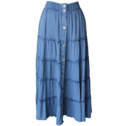 Keren Hart Women's Button Front Jean Maxi Skirt