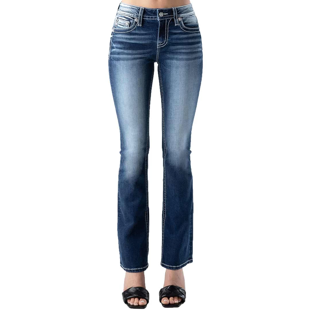 Miss Me Women's Horseshoe Feather Bootcut Jeans - Image 3