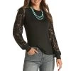 Panhandle Women's Lace Sleeve T-Shirt