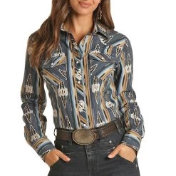 Rock & Roll Cowgirl Women's Aztec Print Snap Shirt