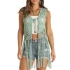 Rock & Roll Cowgirl Women's Crochet Fringe Knit Vest