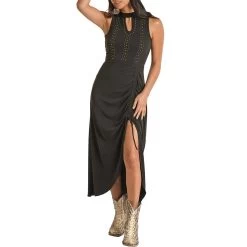 Rock & Roll Cowgirl Women's Studded Detail Maxi Dress