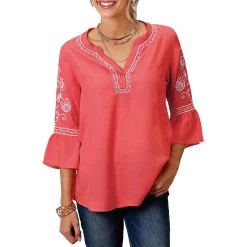 Roper Women's Embroidered Peasant Blouse