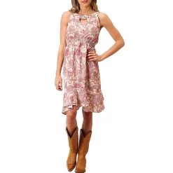 Roper Women's Paisley Print Keyhole Dress