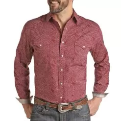 Rough Stock Men's Diamond Paisley Print Snap Shirt