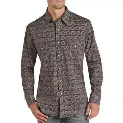 Rough Stock Men's Medallion Print Snap Shirt