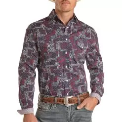 Rough Stock Men's Patchwork Paisley Snap Shirt