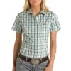 Rough Stock Women's Short Sleeve Plaid Button-Down Shirt
