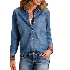 Stetson Women's Embroidered Yoke Button-Down Denim Shirt
