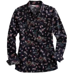 Tin Haul Women's Cactus Boot Print Snap Shirt