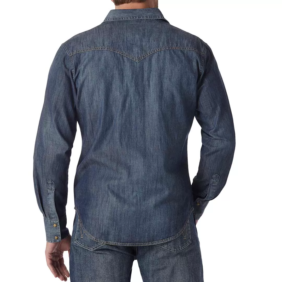 Wrangler Men's Retro Dark Wash Snap Denim Shirt - Image 2