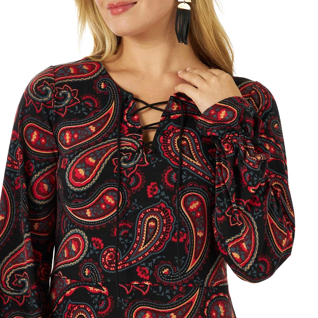 Wrangler Women's Retro Lace-up Paisley Print Dress - Image 3
